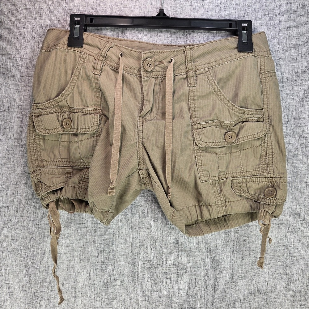 Unionbay Khaki Cargo Shorts Y2K Utility Gorpcore Drawstring Jrs 9 Womens 6-8